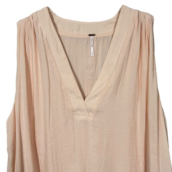 Free People Darcy Super V Top Pearl XS Sleeveless Oversized Pleated Boho Casual - Picture 4 of 8